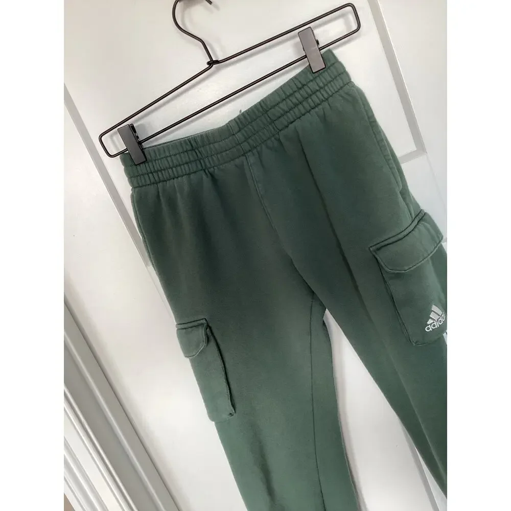 Adidas Boys 3-Stripes Regular Fit‎ Cargo Joggers Pants Green Size Medium 10/12